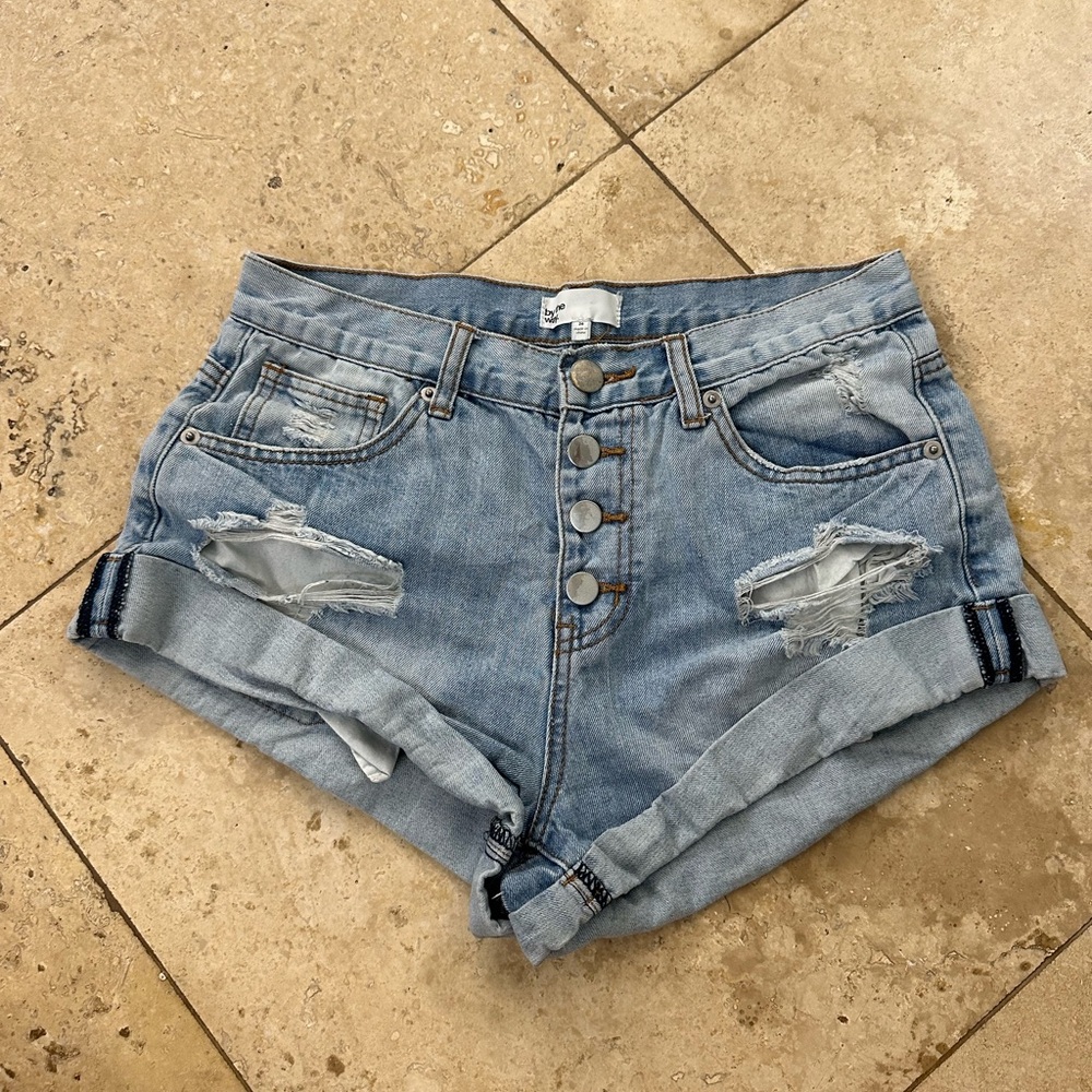 Soft denim high waist shorts